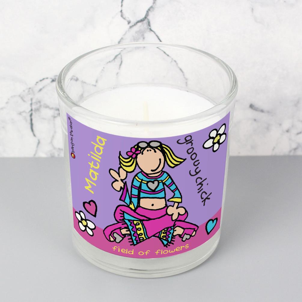 Personalised Bang on the Door Groovy Chick Scented Jar Candle Extra Image 2